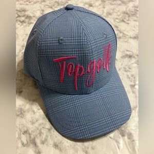 Top Golf Light Blue Preppy Plaid Sporty Athletic Graphic Golf Cap Hat NWoT  H